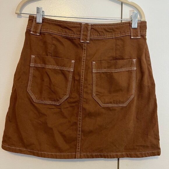 Topshop utility denim skirt, brown -- size 8 - Picture 3 of 4